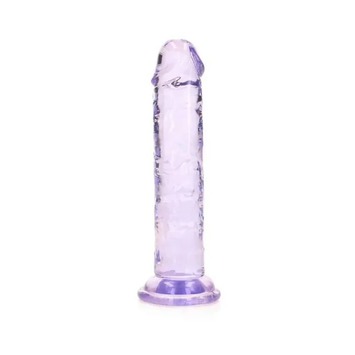 Realrock Crystal Clear Straight 6 In. Dildo Without Balls Purple