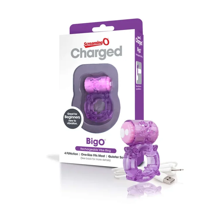 Rechargeable BigO Vibrating Cock Ring in Purple by Screaming O – Premium Pleasure for Couples