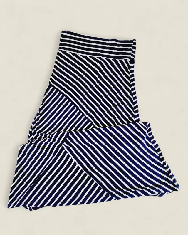 REVAMPED NAVY STRIPED SKIRT LADIES LARGE PRE-LOVED