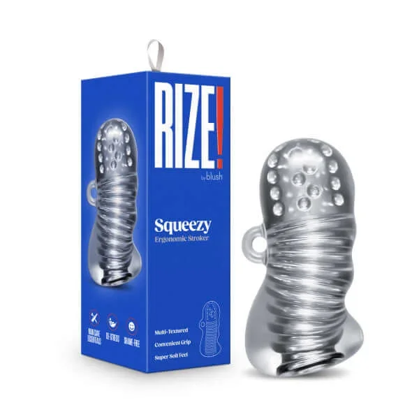Rize Squeezy Clear Male Masturbator from Blush Novelties