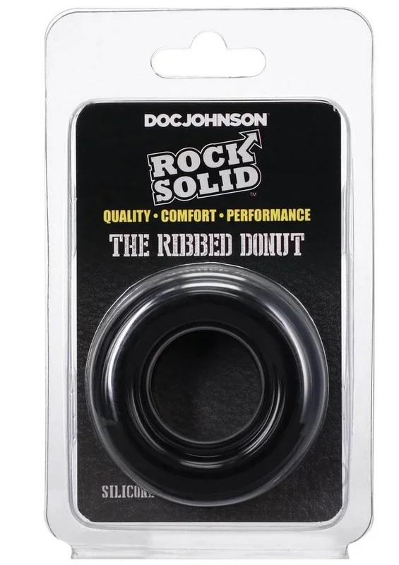 Rock Solid Ribbed Donut Black – Textured Cock Ring for Enhanced Pleasure