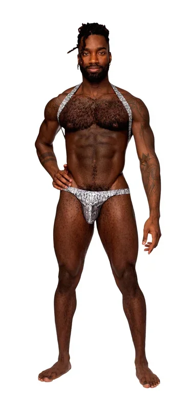 S’naked Harness Thong Silver/Black S/M from Male Power Lingerie