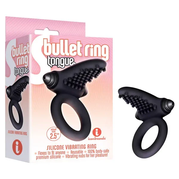 S-Bullet Ring – Tongue – Black Vibrating Cock Ring