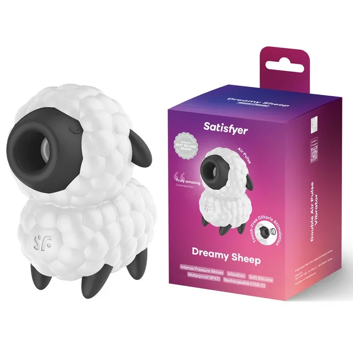 Satisfyer Dreamy Sheep – White/Black USB Rechargeable Vibrating Air Pulse Stimulator