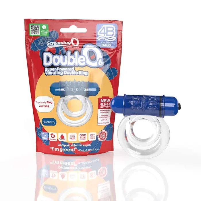 Screaming O 4B Double O 6 Blueberry Bass Low Pitch Blue Vibrating Cock Ring