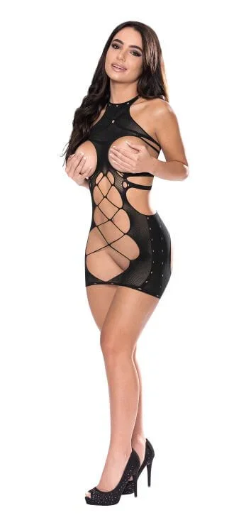 Seamless Halter Dress Black O/S from Magic Silk Lingerie