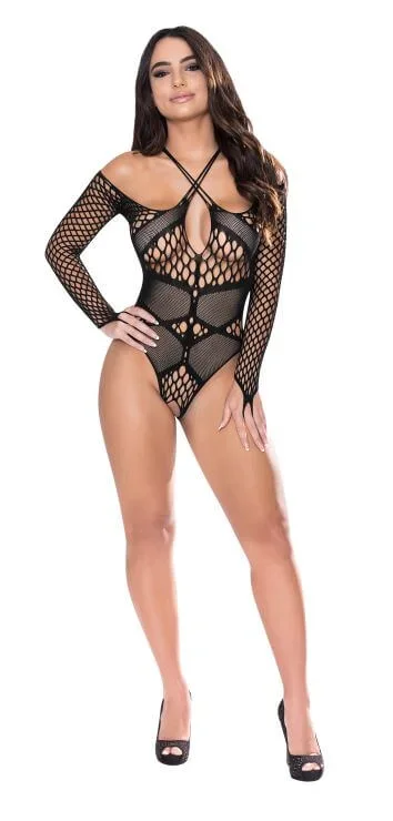 Seamless Long Sleeve Teddy Black O/S from Magic Silk Lingerie