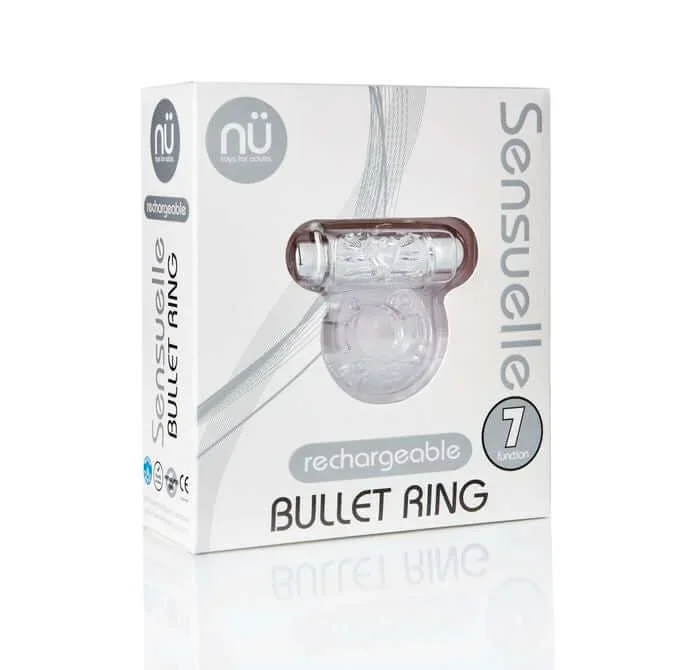 Sensuelle Bullet Ring Clear – 7 Function Vibrating Couples Ring for Enhanced Pleasure