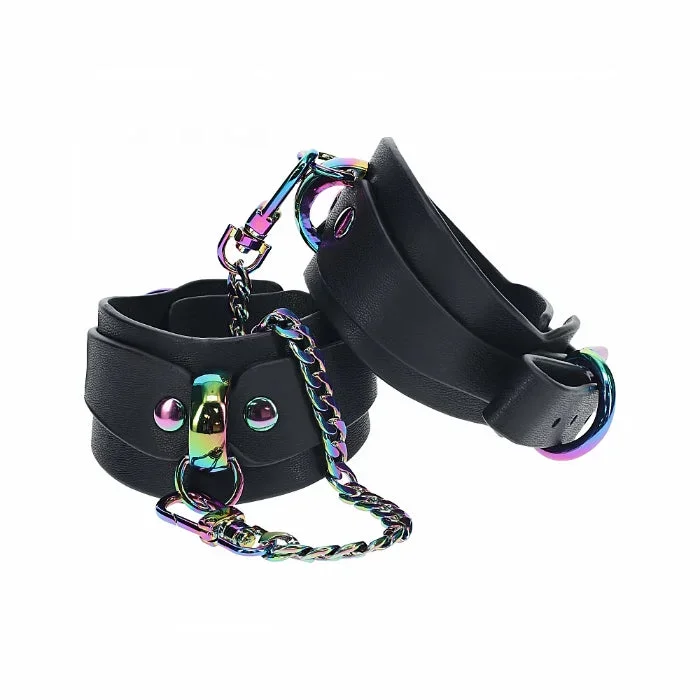 Shots Ouch! Venice Collection Bonded Leather Iridescent Finish Adjustable Handcuffs With Connector Chain