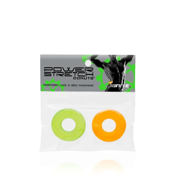 Si Novelties Power Stretch Donuts 2 Pack Orange and Green Cock Rings