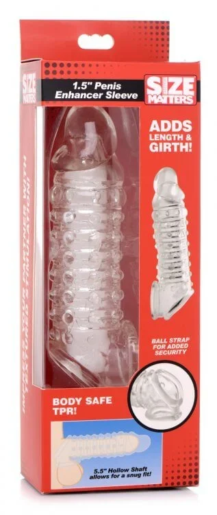 Size Matters 1.5 inches Penis Enhancer Sleeve Clear