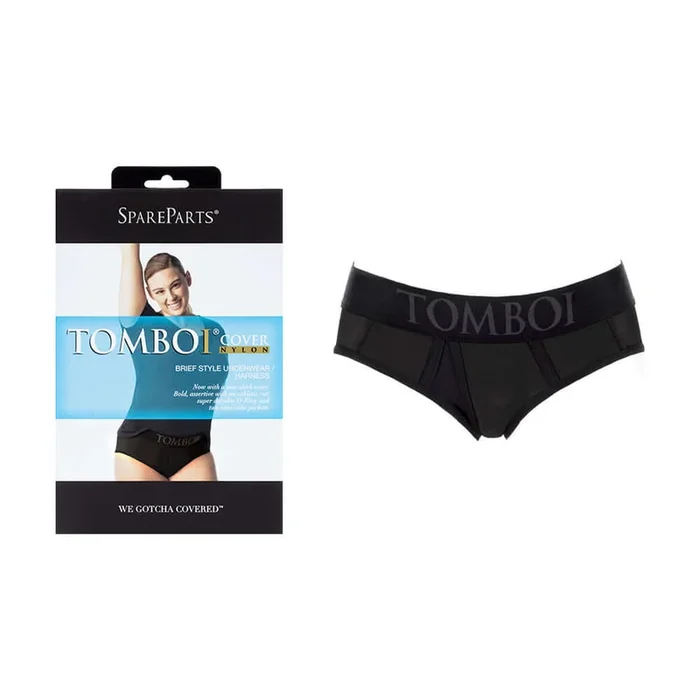 SpareParts Tomboi Cover Brief Style Underwear Harness Nylon Black 5XL