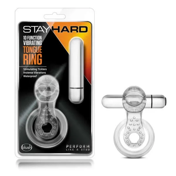 Stay Hard 10 Function Vibrating Tongue Ring Clear