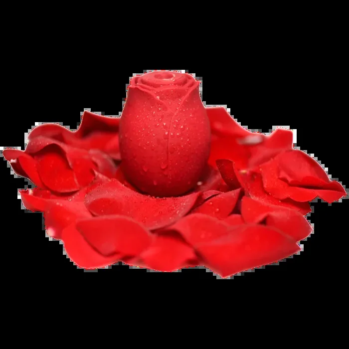 Sucking and Vibrating Silicone Rose Vibrator – Red