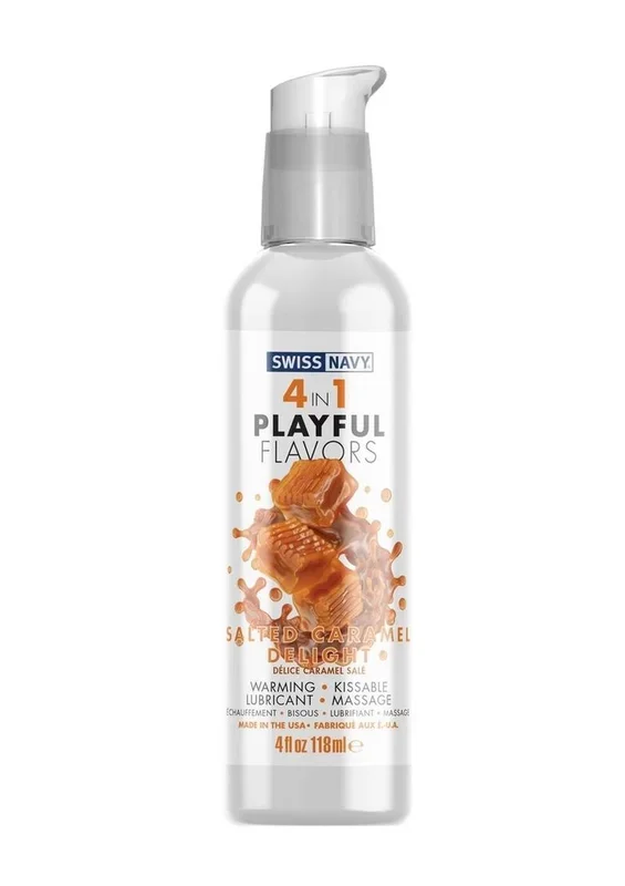 Swiss Navy 4 In 1 Flavored Lubricant 4oz – Salted Caramel Delight