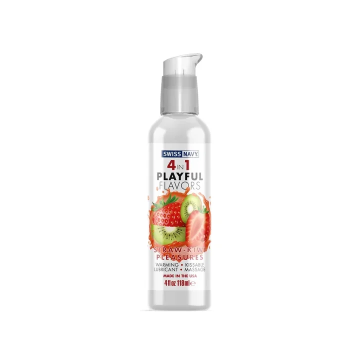 Swiss Navy 4 In 1 Playful Flavors Strawberry Kiwi Pleasure 4 Oz