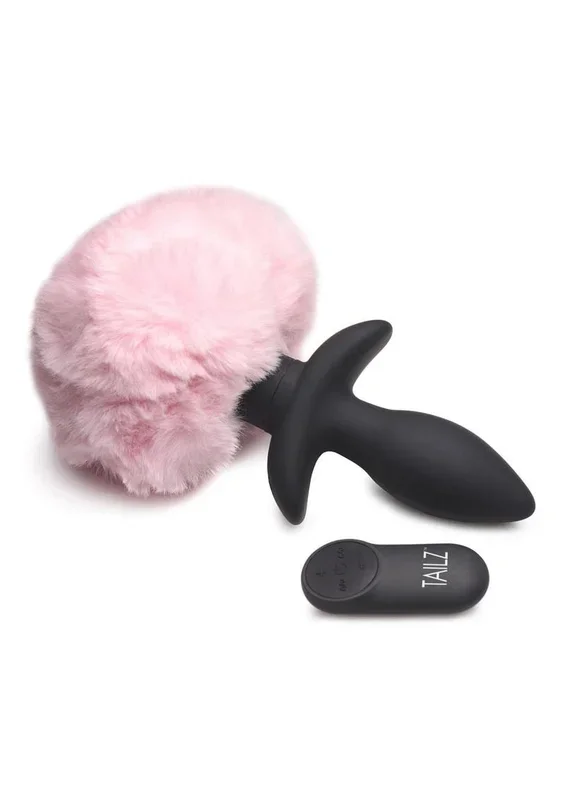 Tailz Moving and Vibrating Bunny Tails Rechargeable Silicone Anal Plug with Remote Control