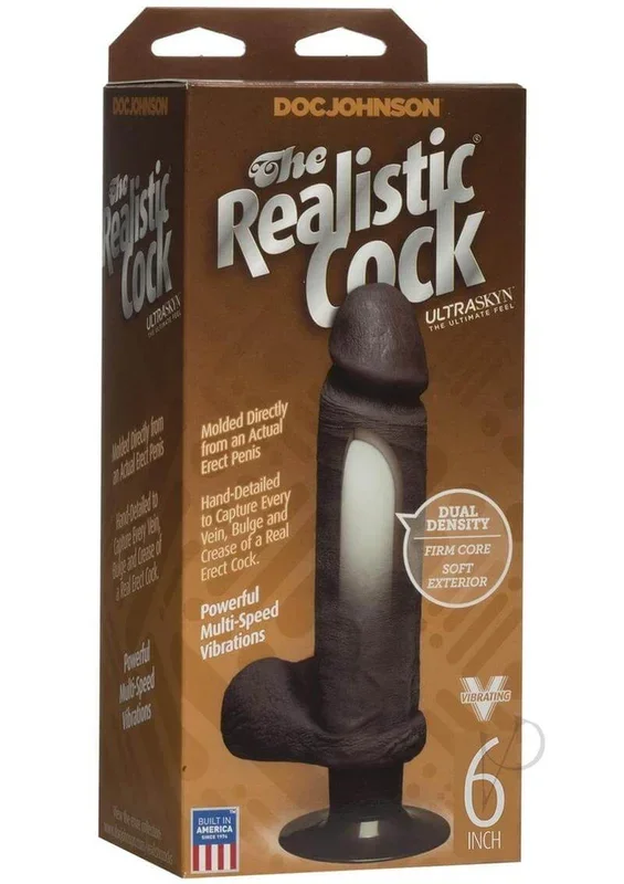 The Vibro Realistic Cock 6 Black – Lifelike Dual-Density Pleasure