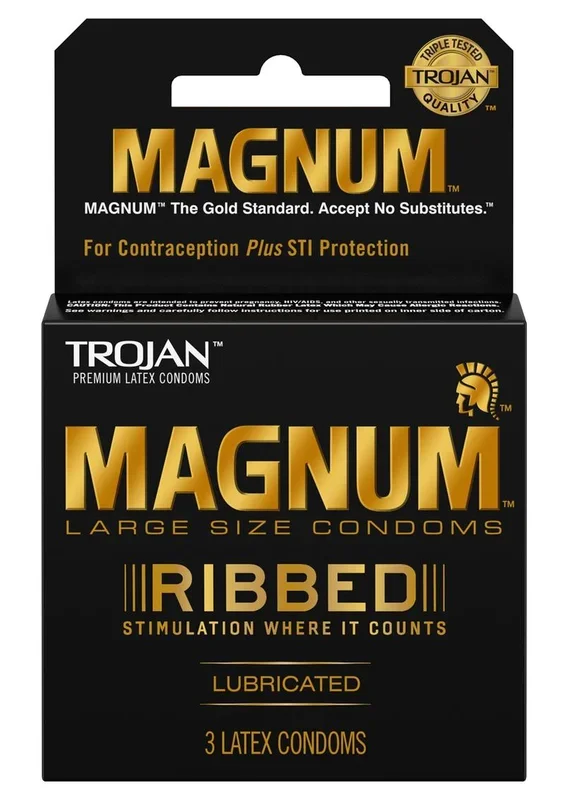 Trojan Magnum Ribbed Lubricated Latex Condoms