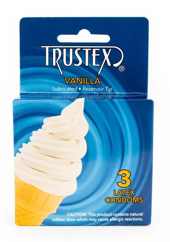 Trustex Lubricated Reservoir Tip Flavored Latex Condom Vanilla