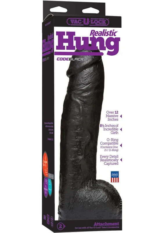 Vac-U-Lock Codeblack Realistic Hung Dildo – Over 12 Inches of Pleasure