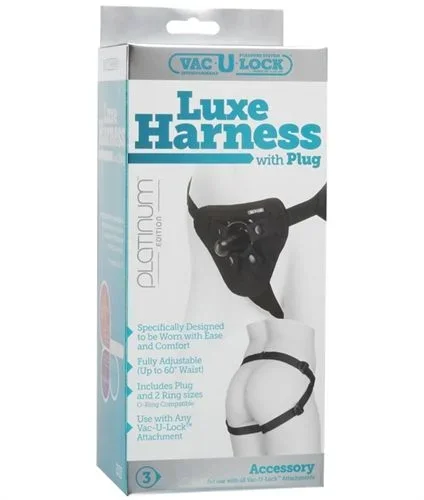 Vac-U-Lock Luxe Harness Black Comfortable Adjustable Strap-On