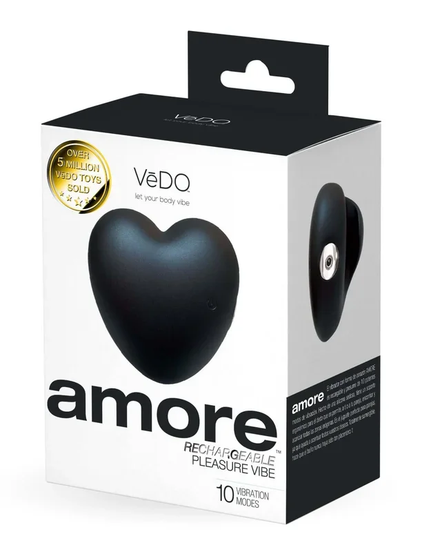 Vedo Amore Rechargeable Pleasure Vibrator in Black – 10 Powerful Modes for Heart-Pounding Bliss