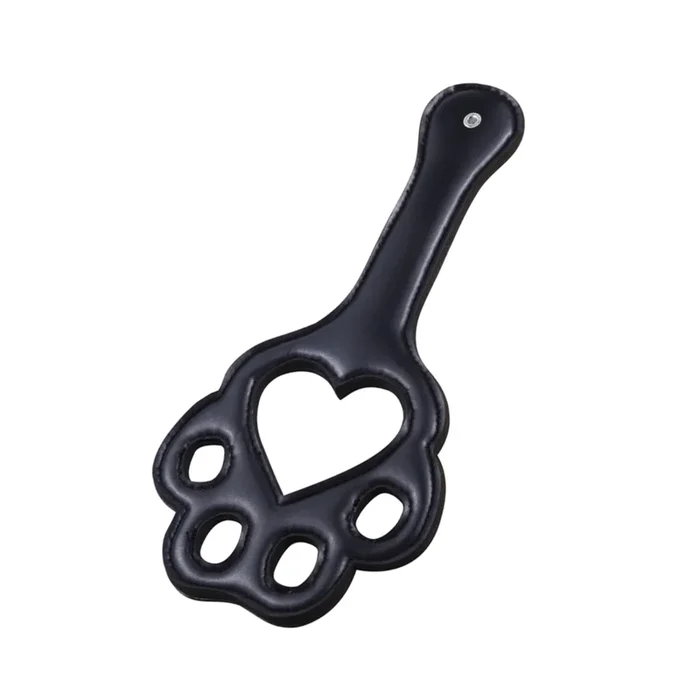 Vegan Leather Paw Cut-Out Paddle Black