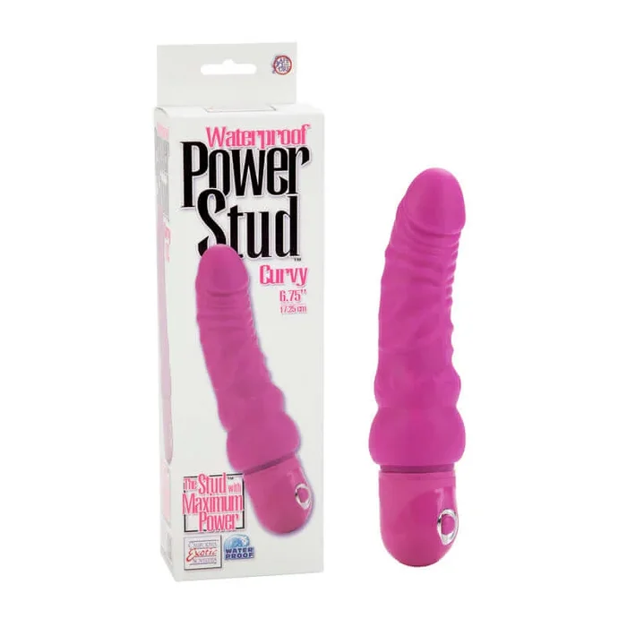 Waterproof Power Stud Curvy Dong Pink Vibrator
