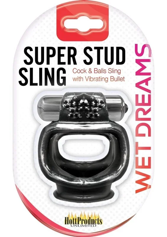 Wet Dreams Super Stud Sling Silicone Vibrating Cock Ring Waterproof
