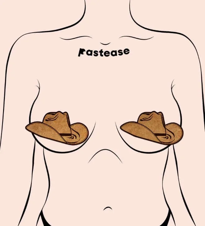 Wild West Brown Suede Cowboy Hat Nipple Pasties by Pastease