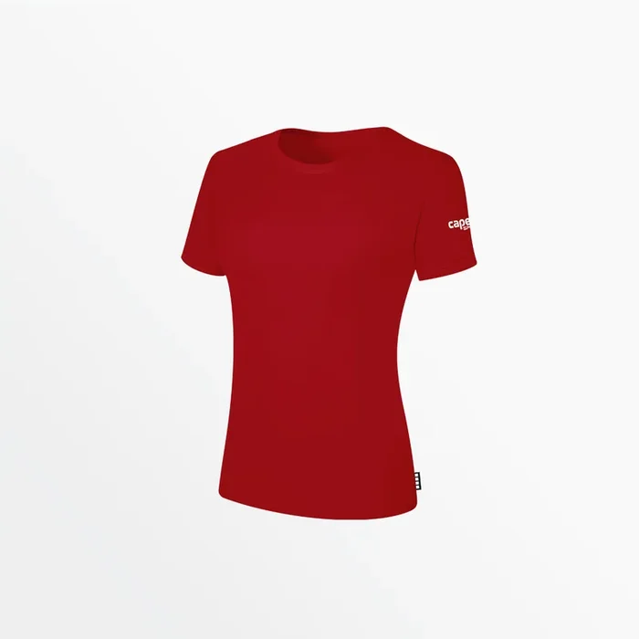 WOMEN’S BASICS TEE WITH SLEEVE LOGO