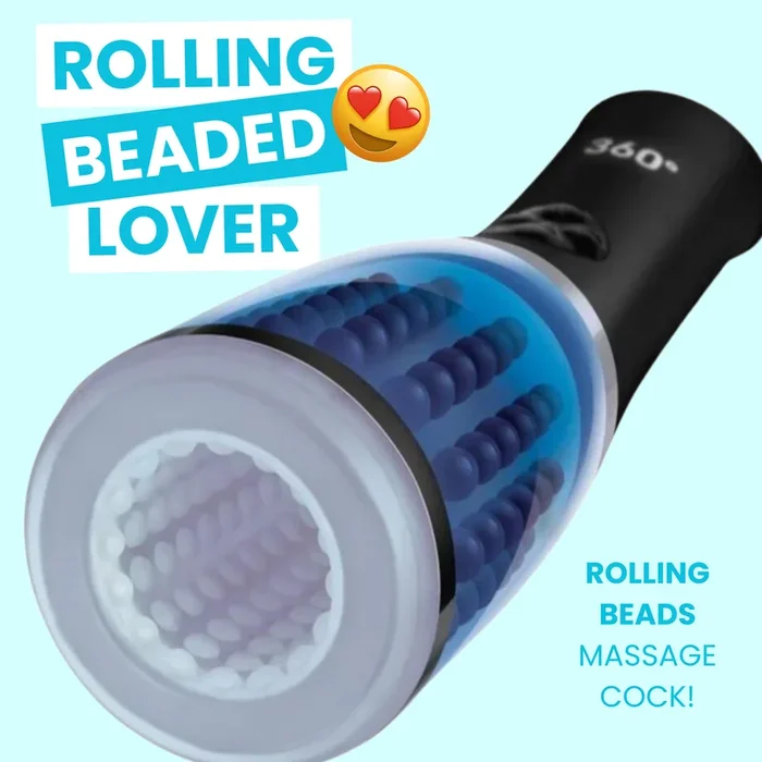 ZOLO 360° Rotating Beaded Masturbator – Blue/Black