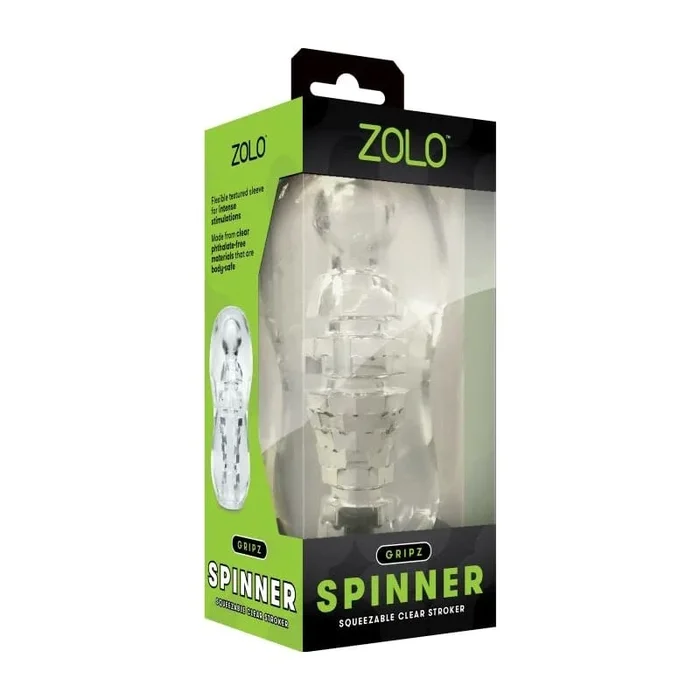 Zolo Gripz Spinner – Squeezable Clear Stroker